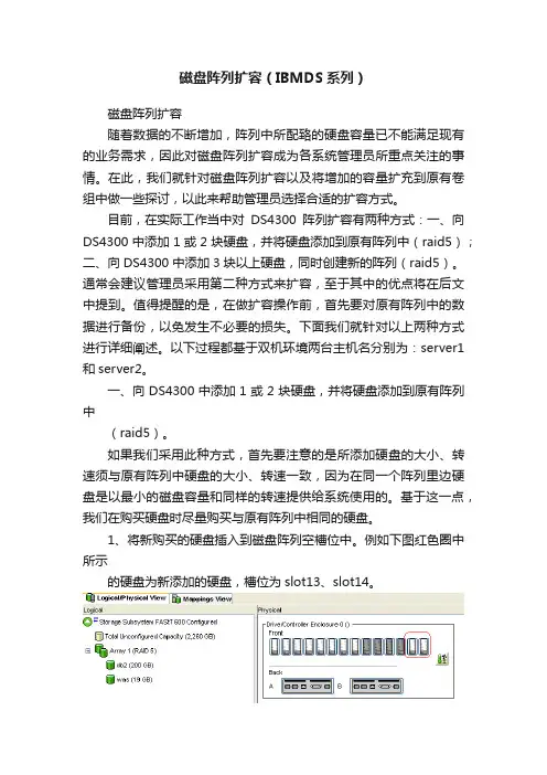 磁盘阵列扩容（IBMDS系列）