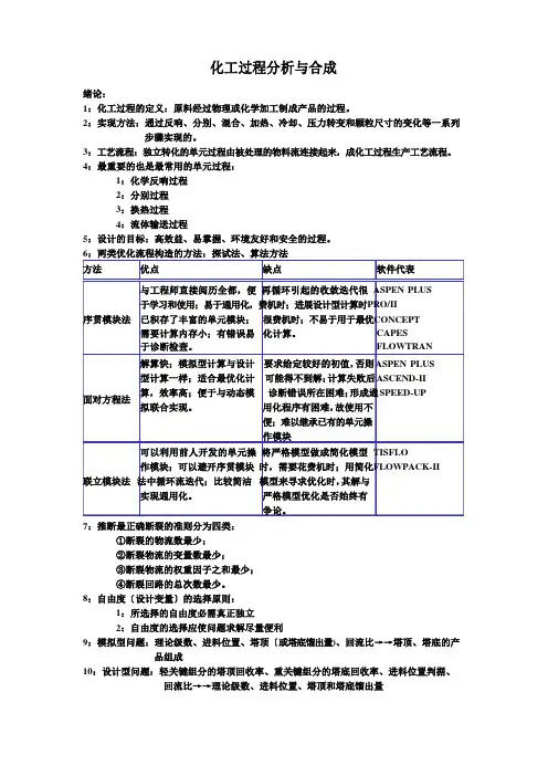 化工过程分析与合成