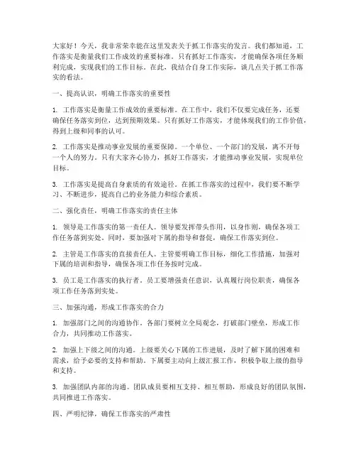 关于抓工作落实的发言稿
