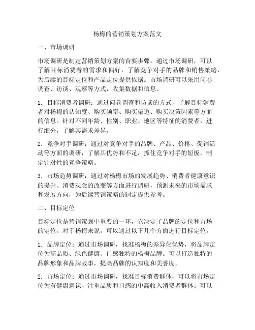杨梅的营销策划方案范文
