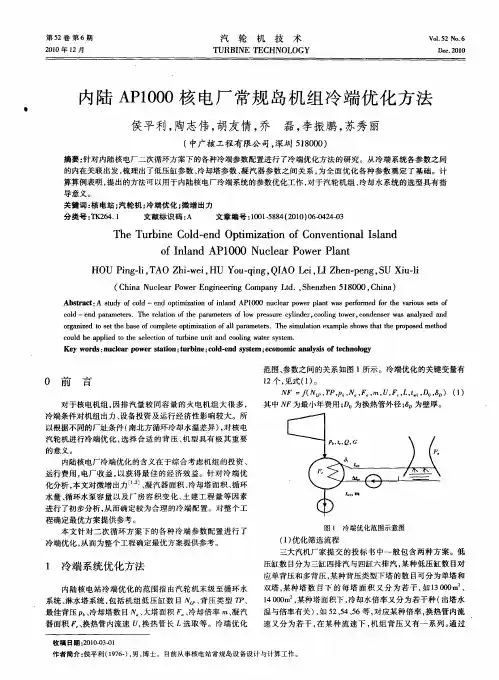 内陆AP1000核电厂常规岛机组冷端优化方法