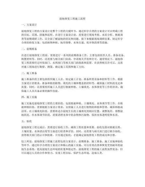 湿地修复工程施工流程