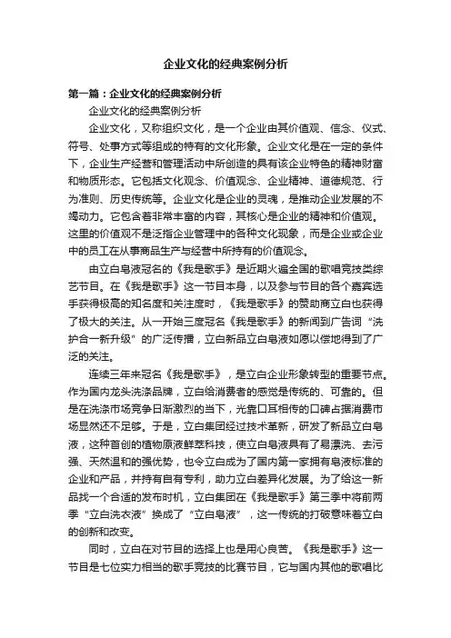 企业文化的经典案例分析