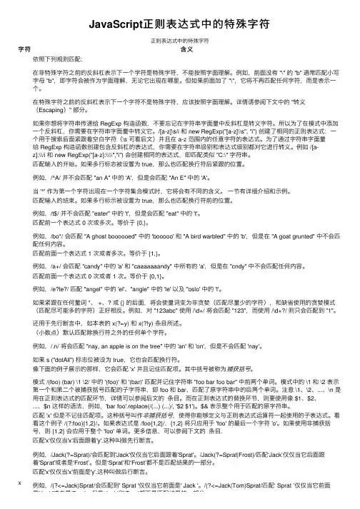 JavaScript正则表达式中的特殊字符