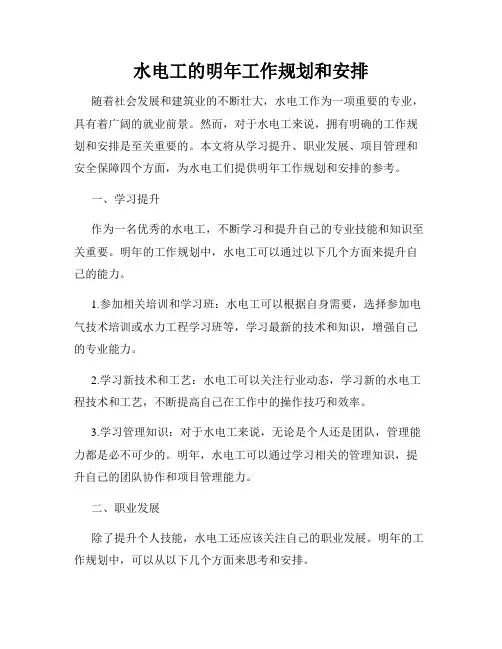 水电工的明年工作规划和安排