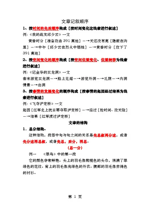 文章的结构和顺序