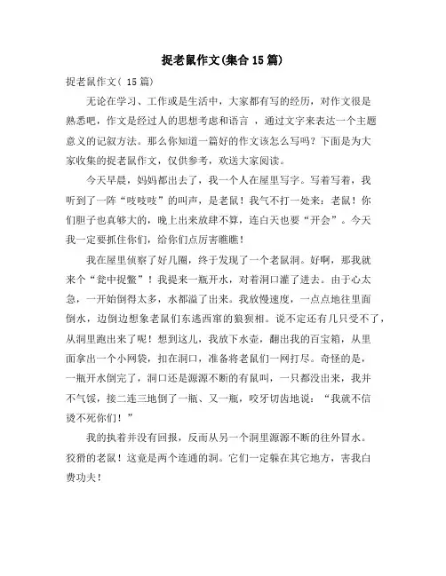 捉老鼠作文(集合15篇)