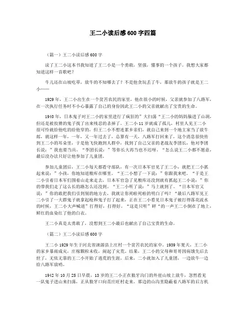 王二小读后感600字四篇