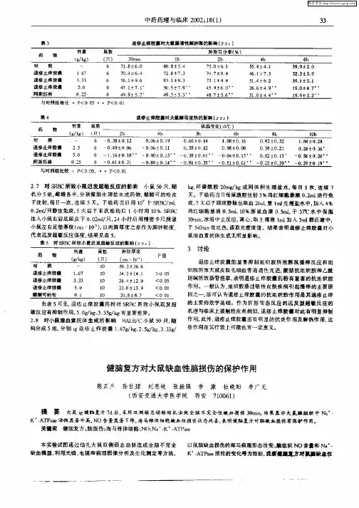 健脑复方对大鼠缺血性脑损伤的保护作用