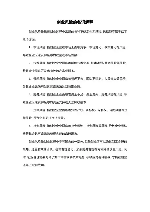 创业风险的名词解释