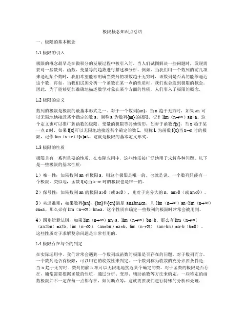 极限概念知识点总结