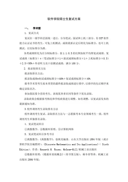 2019山东大学硕士复试细则之软件学院