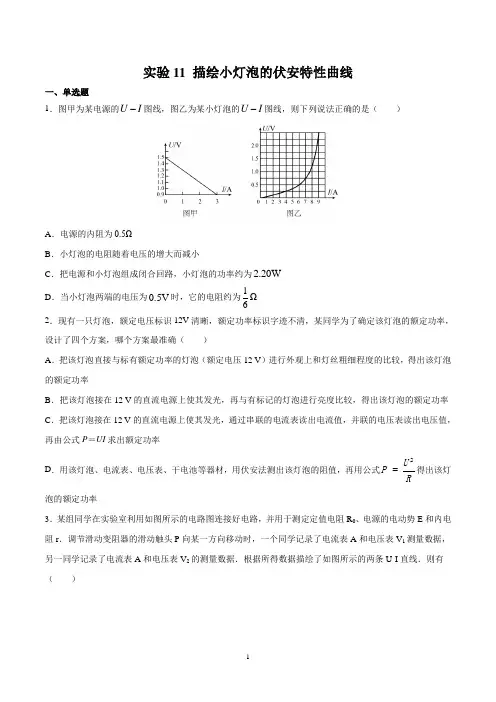 实验11-描绘小灯泡的伏安特性曲线(考点专练)高考物理一轮复习实验专题考点全析(原卷版)