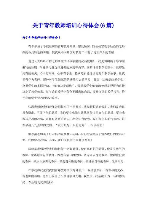 关于青年教师培训心得体会(6篇)
