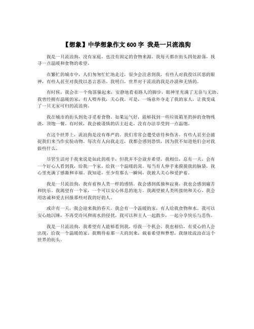 【想象】中学想象作文600字 我是一只流浪狗