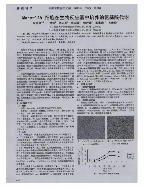 Marc-145细胞在生物反应器中培养的氨基酸代谢