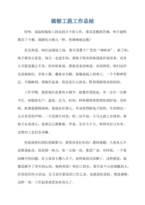 硫铵工段工作总结