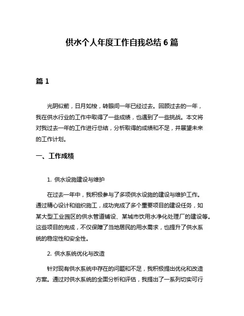 供水个人年度工作自我总结6篇