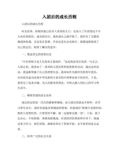 入团后的成长历程