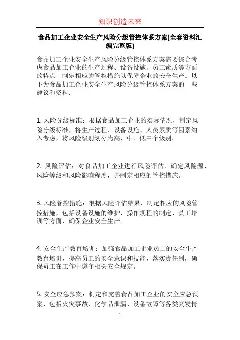 食品加工企业安全生产风险分级管控体系方案[全套资料汇编完整版]