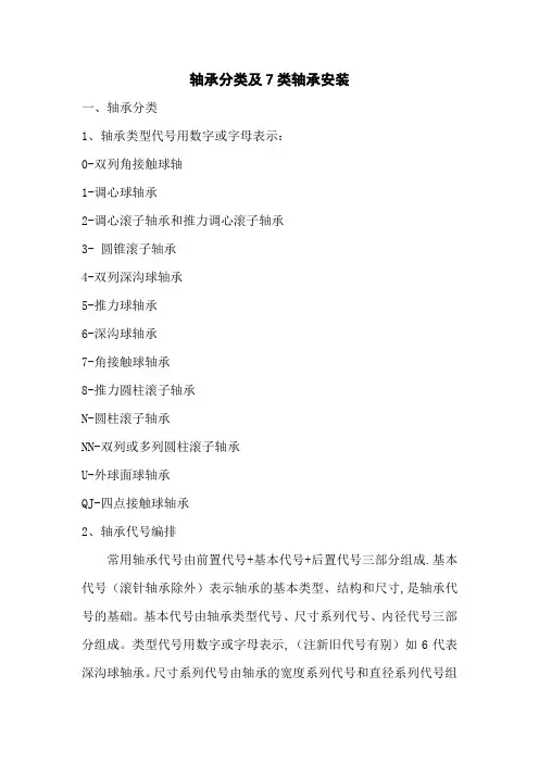 轴承分类及7系列轴承安装