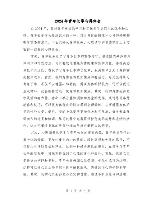 2024年青年长拳心得体会(3篇)