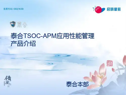 TSOC-APM泰合信息安全运营中心系统-应用性能管理V3.0.40.1产品介绍