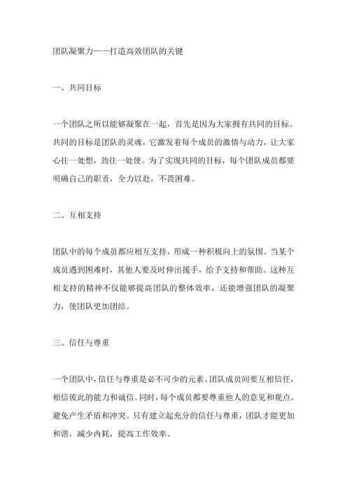 团队凝聚力的话术