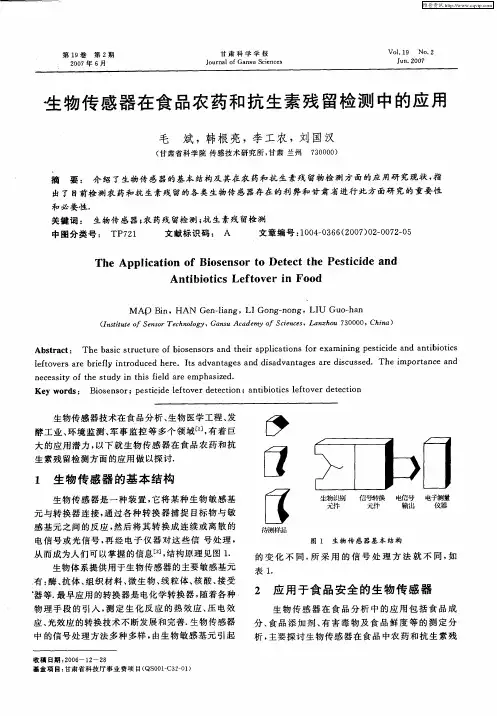 生物传感器在食品农药和抗生素残留检测中的应用