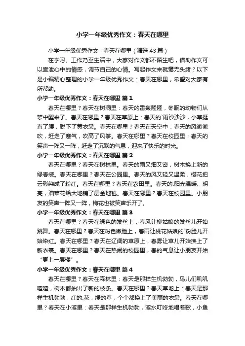 小学一年级优秀作文：春天在哪里