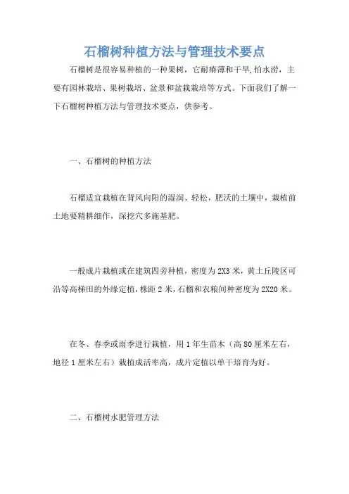 石榴树种植方法与管理技术要点