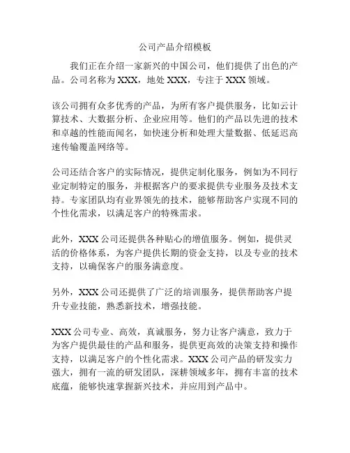 公司产品介绍模板