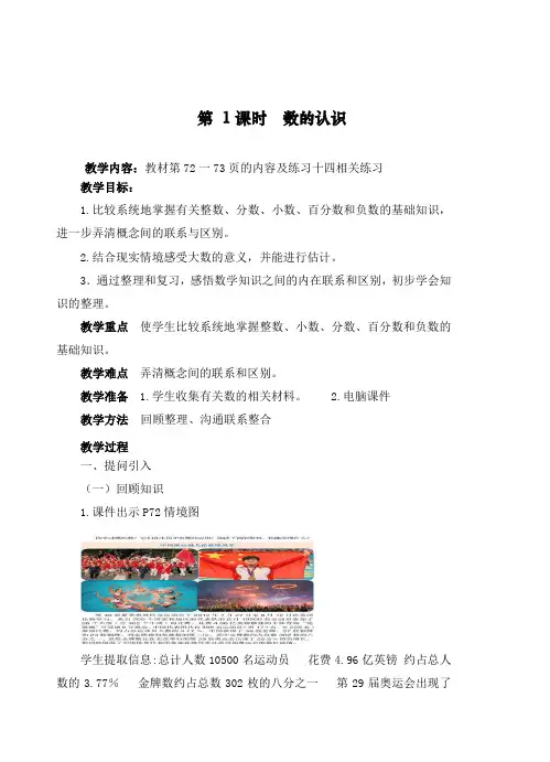 2020最新部编人教版六年级数学下册第六单元《整理与复习》教案