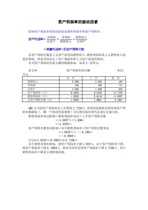 资产利润率的驱动因素