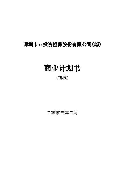 xx投资担保公司商业计划书