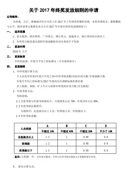 1终奖方案