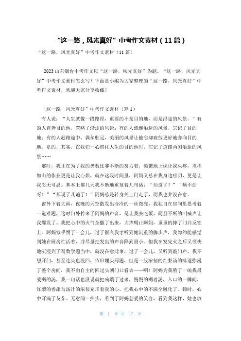 “这一路,风光真好”中考作文素材(11篇)