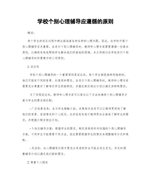 学校个别心理辅导应遵循的原则
