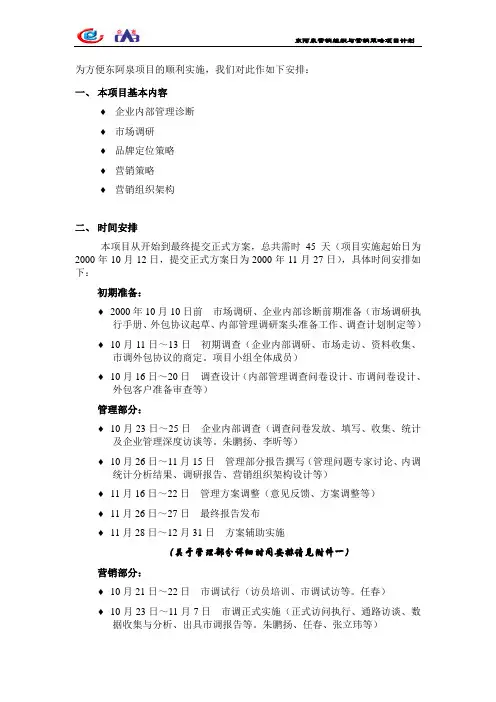 亚商-阿胶集团—项目计划书