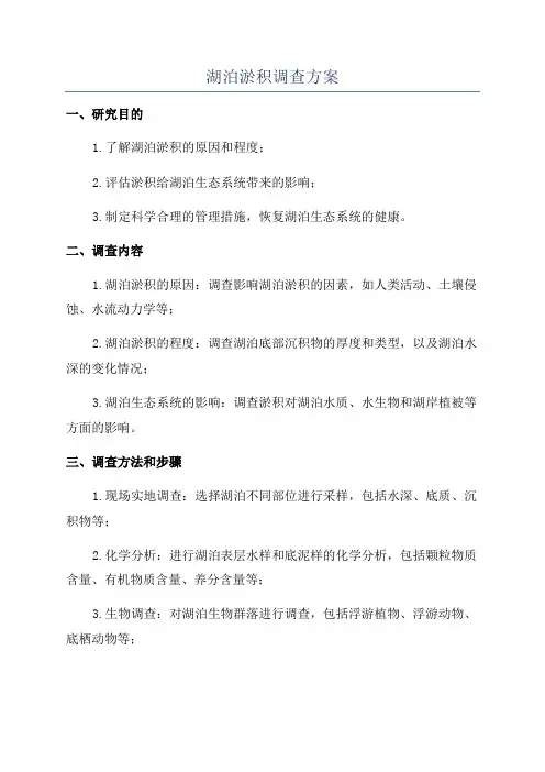 湖泊淤积调查方案