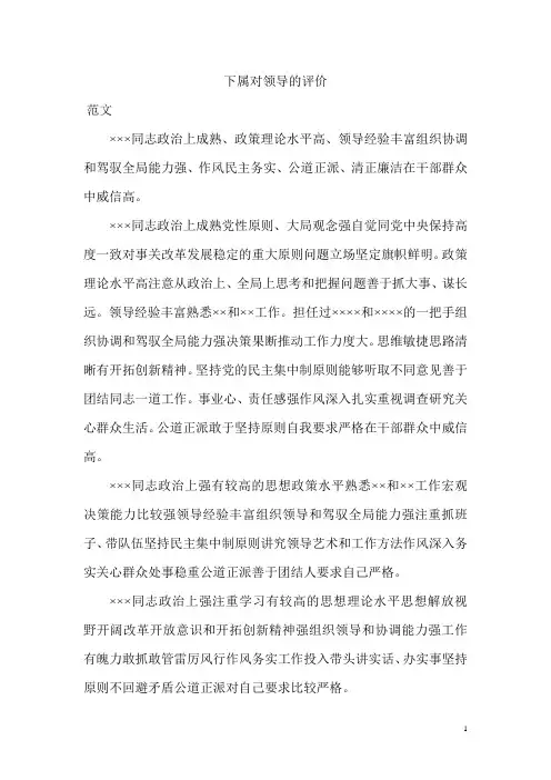 下属对领导的评价 范文