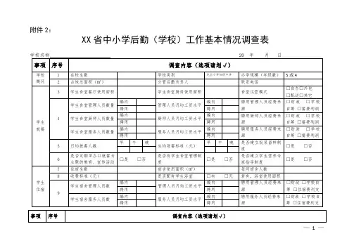 中小学后勤(学校)工作基本情况调查表