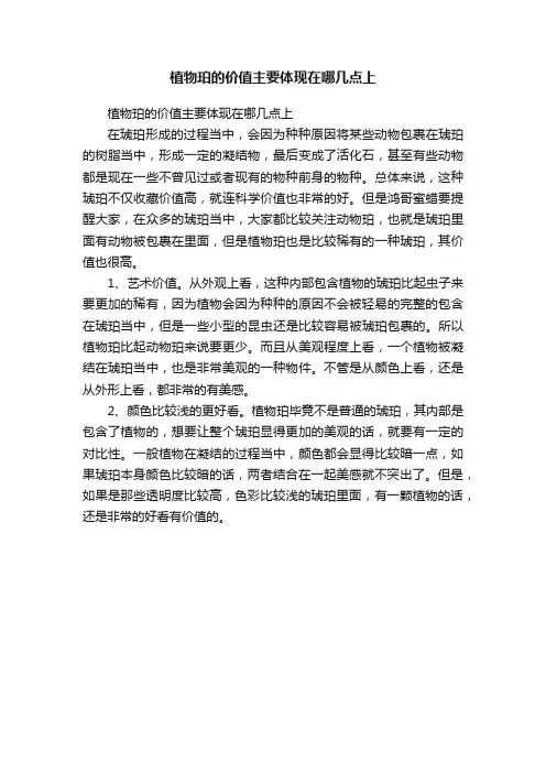 植物珀的价值主要体现在哪几点上
