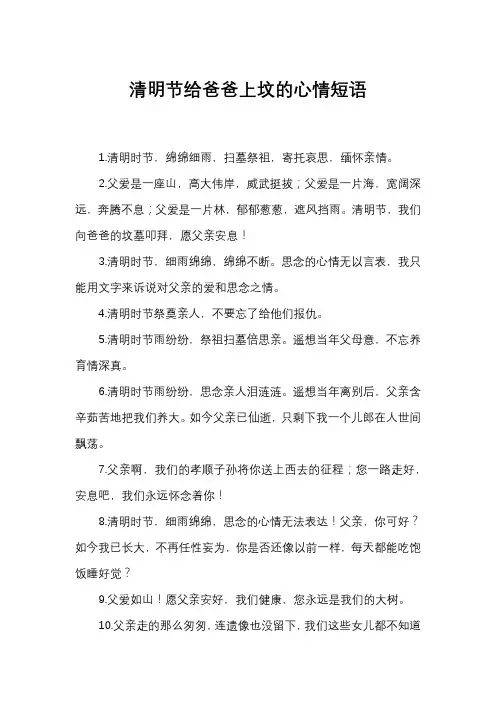 清明节给爸爸上坟的心情短语