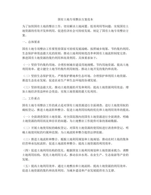 国有土地专项整治方案范本