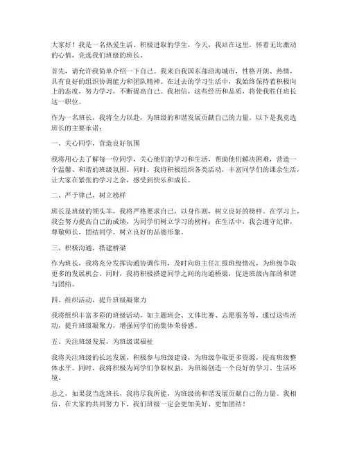 竞选演讲稿词一分钟以内