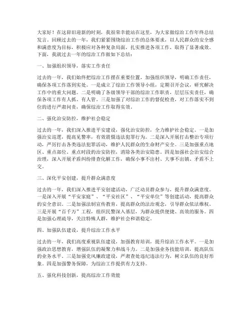 综治工作年终总结发言稿