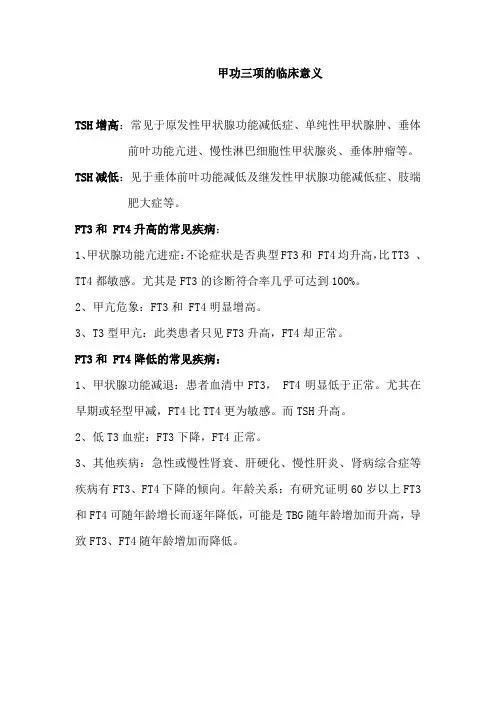 甲功三项临床意义