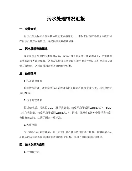 污水处理情况汇报