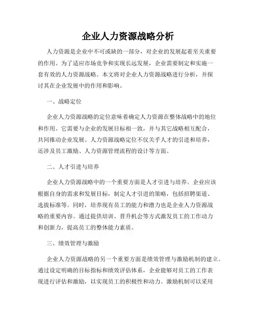 企业人力资源战略分析